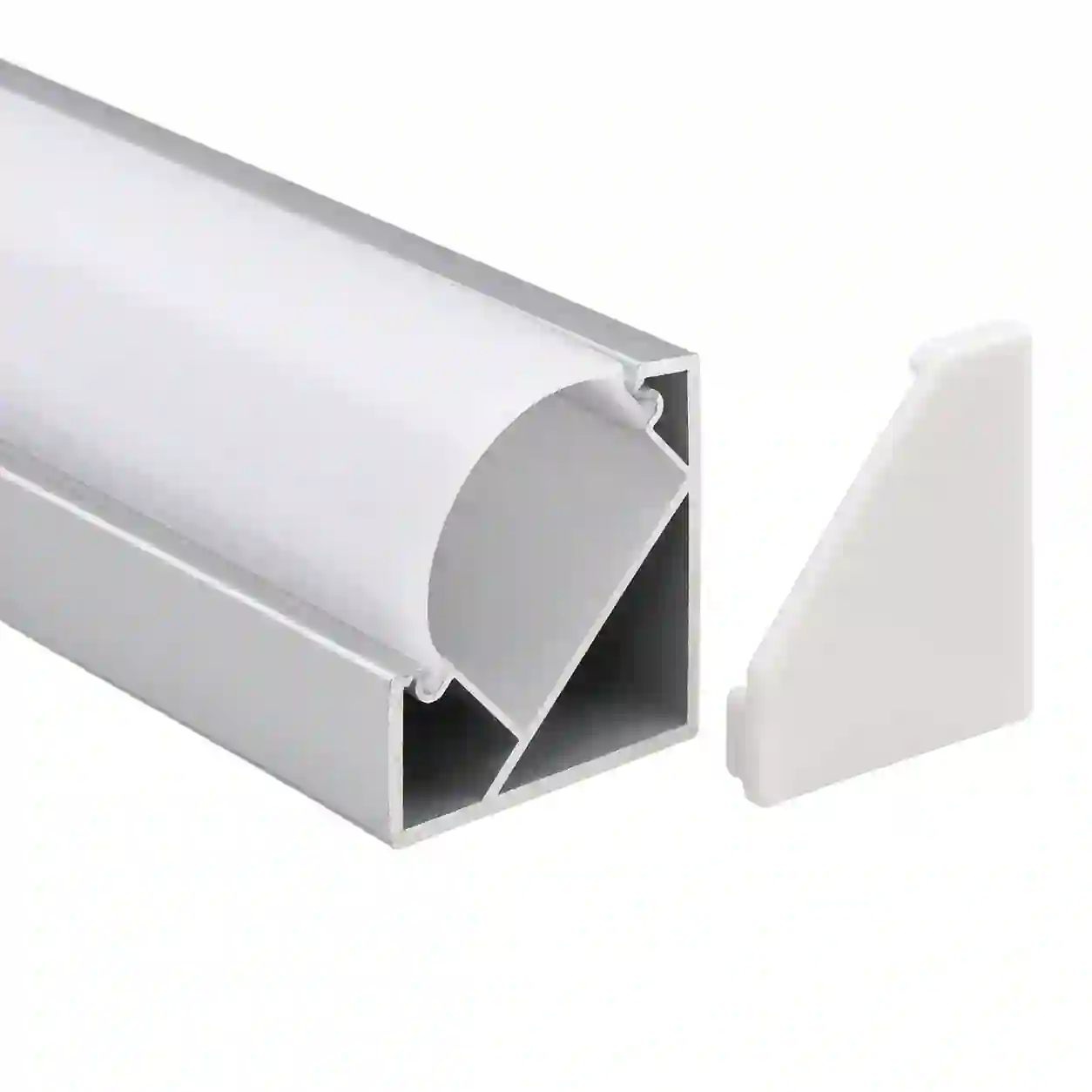 Technický průřez profilu RO12 18,1x18,1mm rohový 45 stupňů kanál pro pásek max 12mm eloxovaný hliník